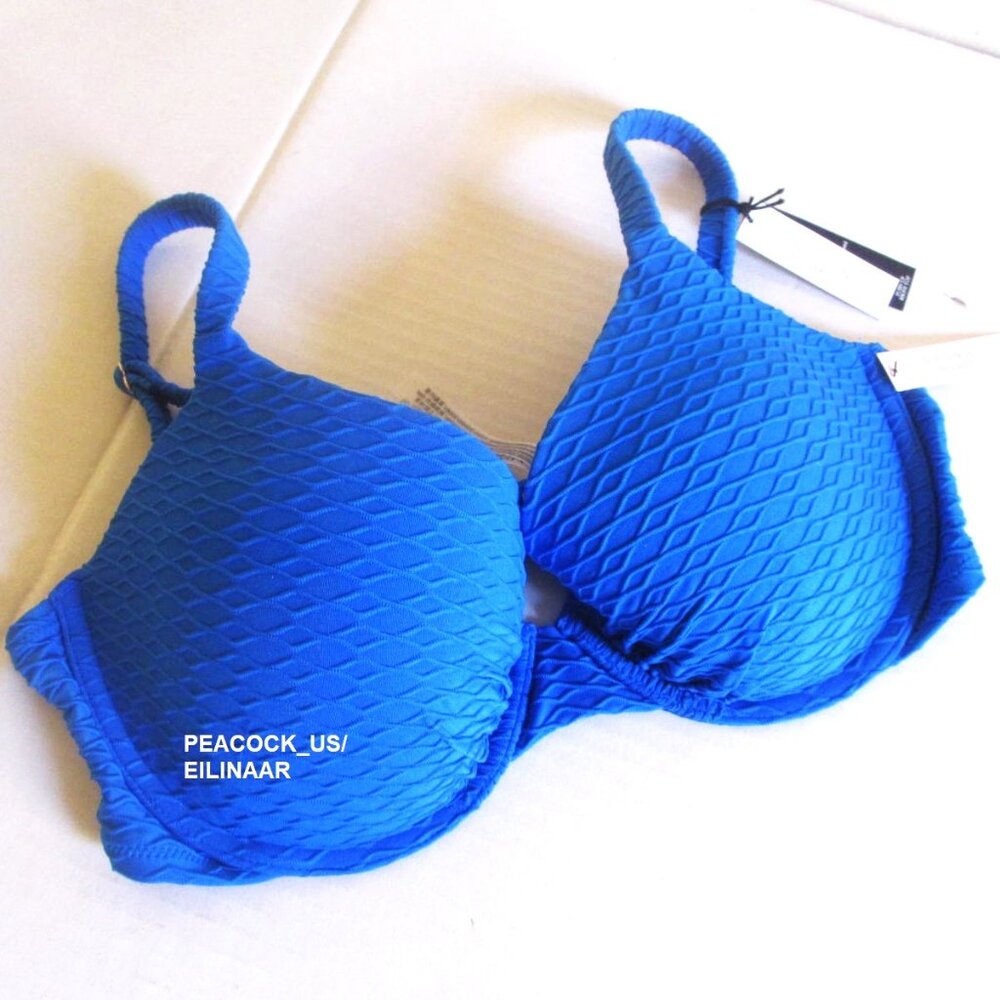 40DD Victoria Secret Swim Icon Push Up Bikini Top "Shocking Blue" NWT Orig. $55 - Picture 2 of 6